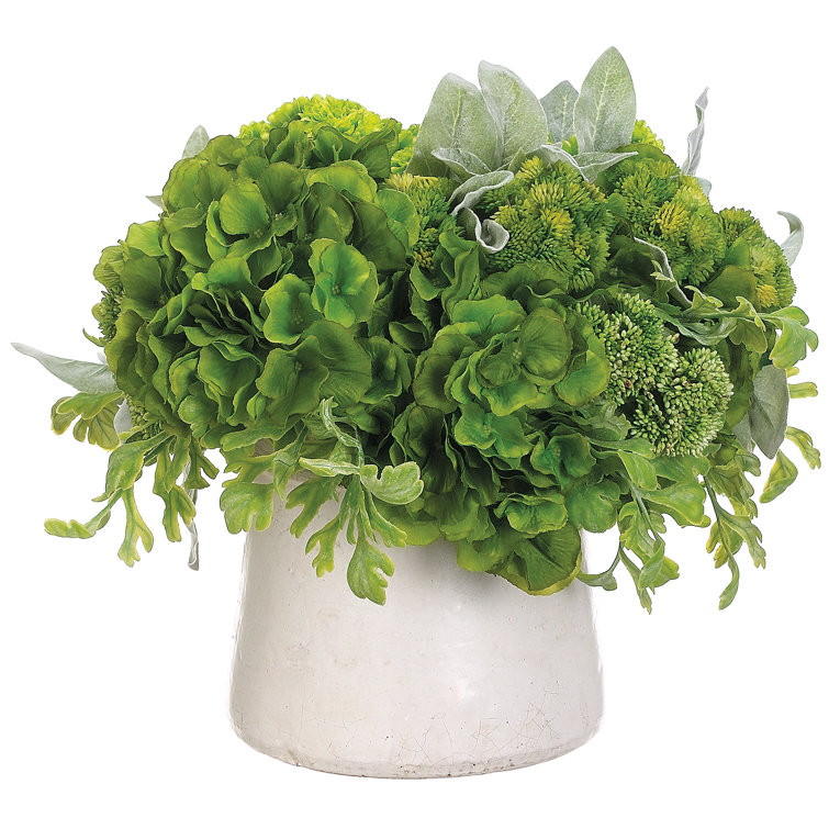 Allstate Floral Pompom/Fern/Lambs Ear In Stoneware Container Wayfair